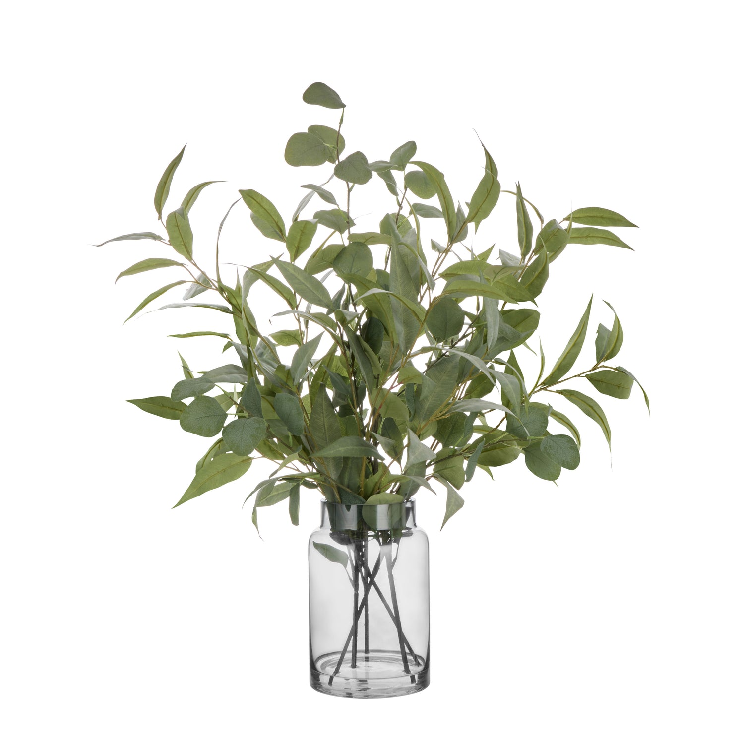 Faux Eucaluptus Mix - Grey Vase | Green -  72cm