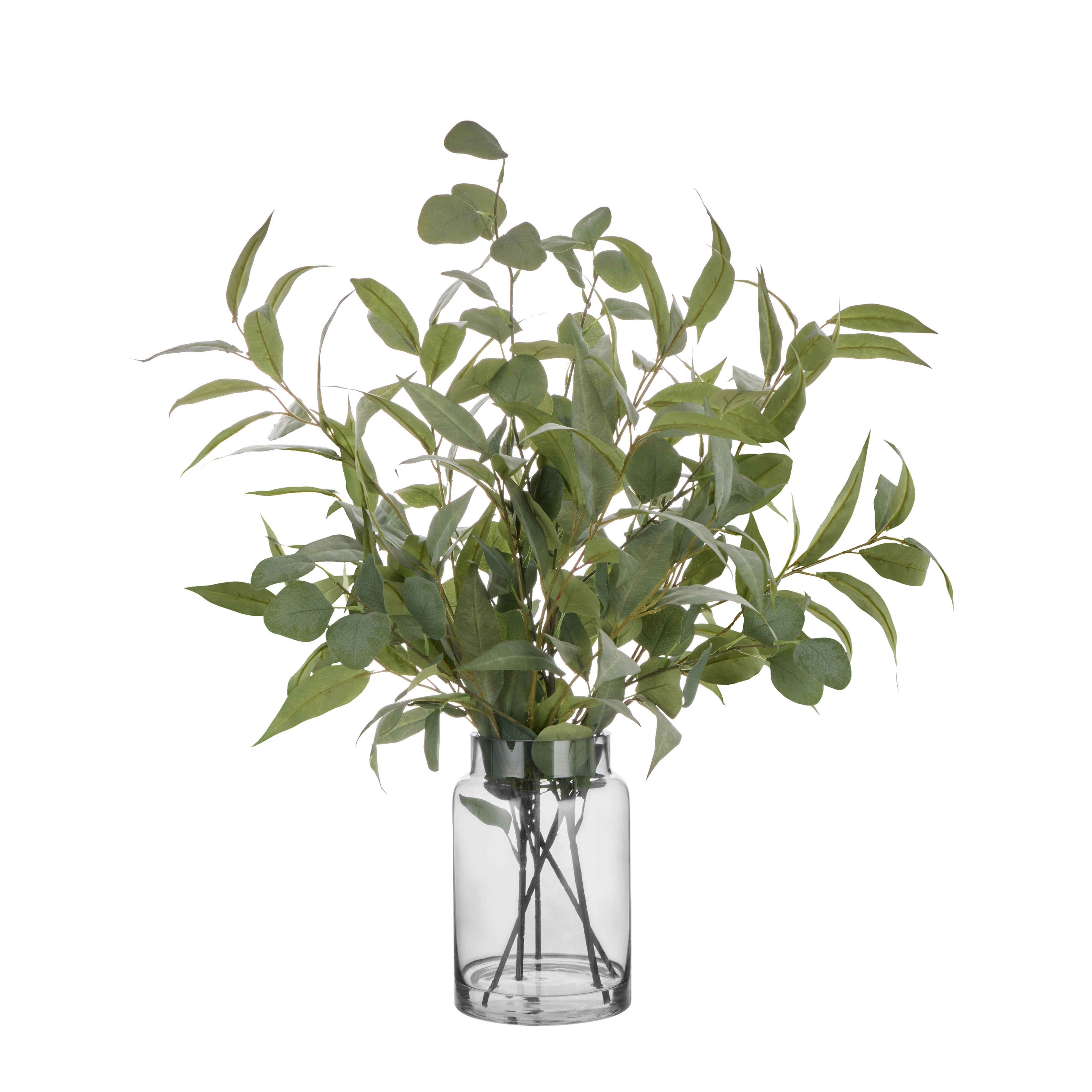 Faux Eucaluptus Mix - Grey Vase | Green -  72cm