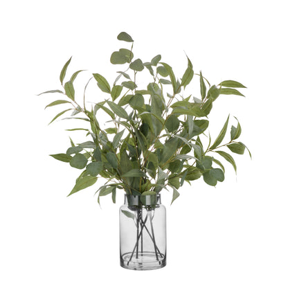 Faux Eucaluptus Mix - Grey Vase | Green -  72cm