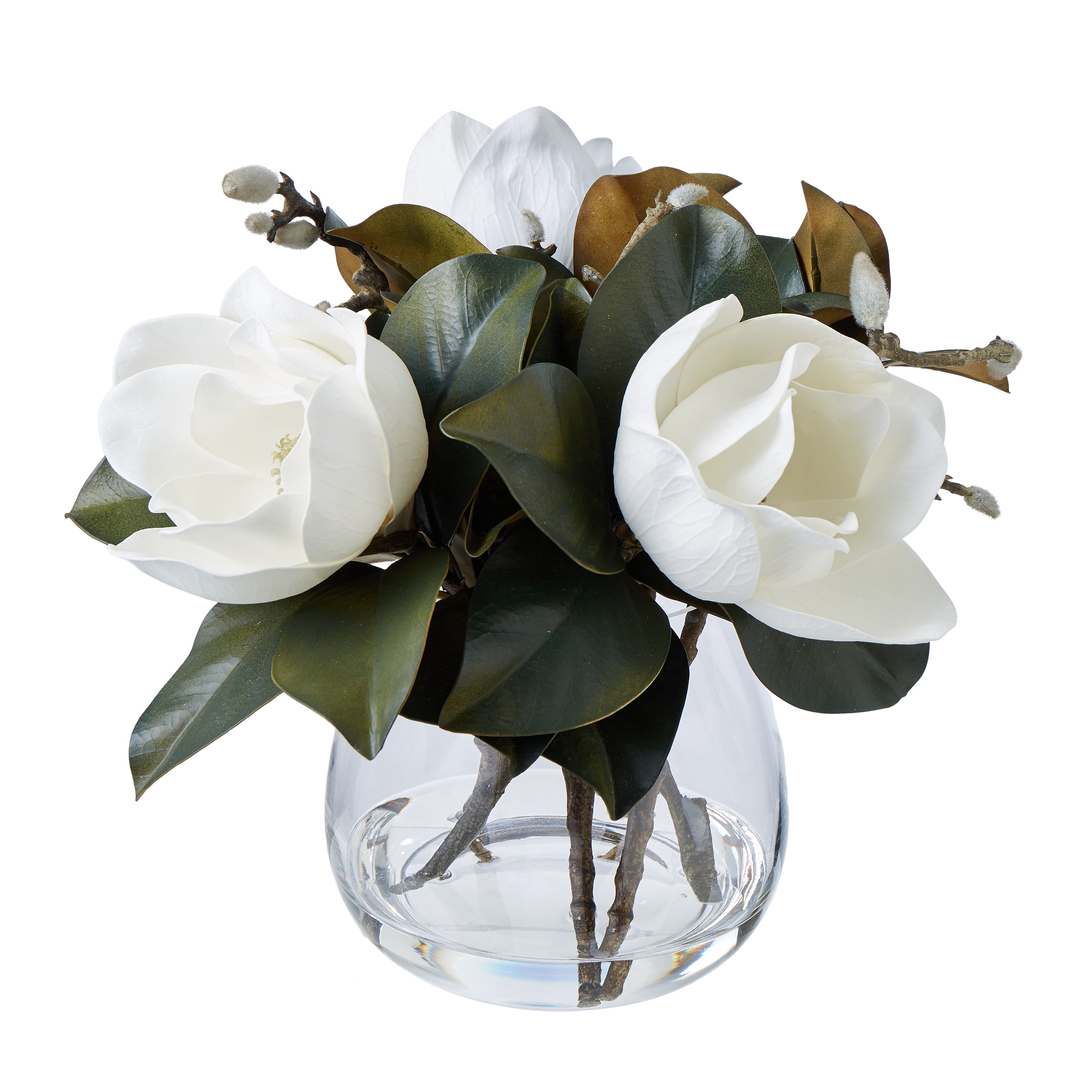 Faux Magnolia Grandiflora - Garden Vase | White - 40cm