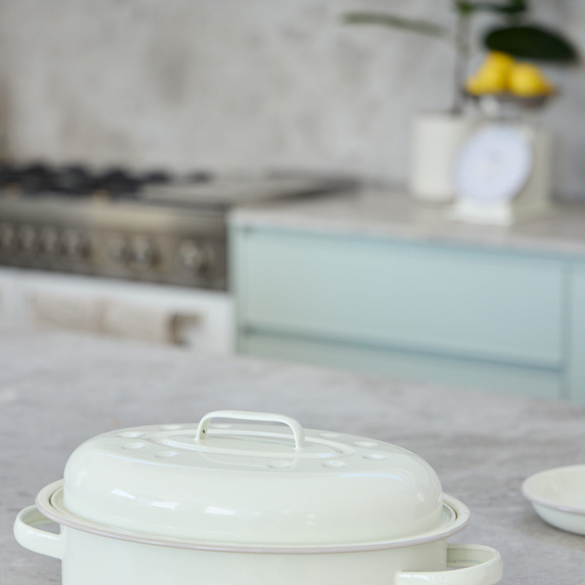Davis &amp; Waddell Daylesford Enamel Oval Roaster Cream