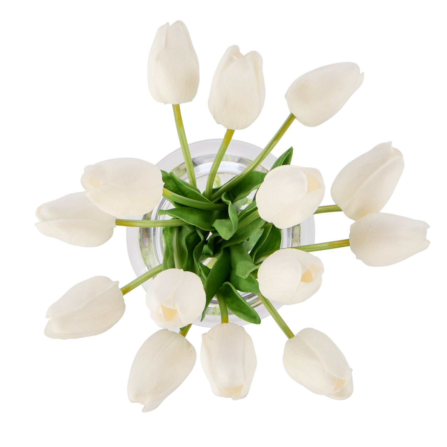 Faux Tulip Arrangement - Sphere Vase | White - 23cm