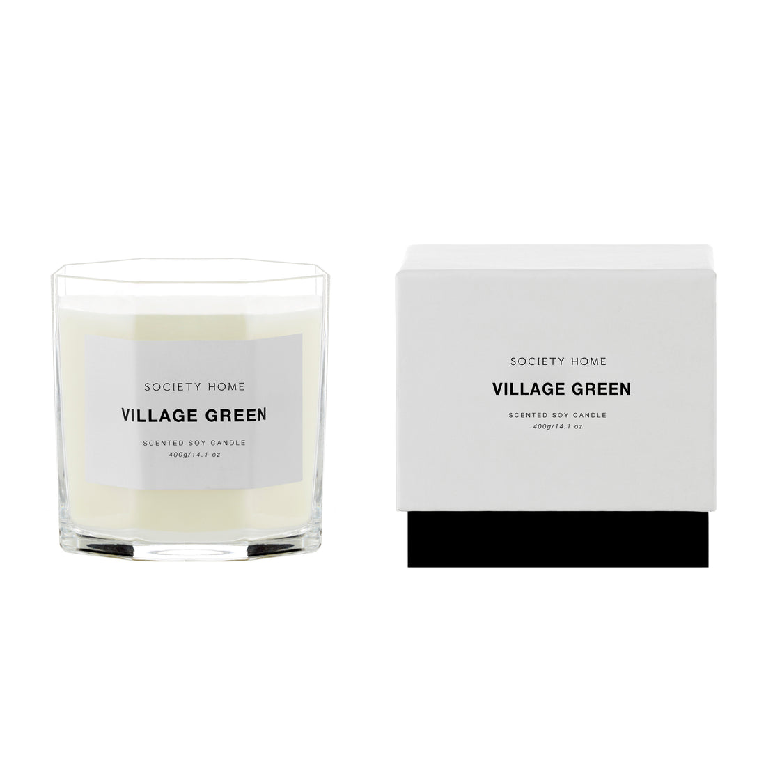 Society Home Village Green Scented Soy Candle 400g White