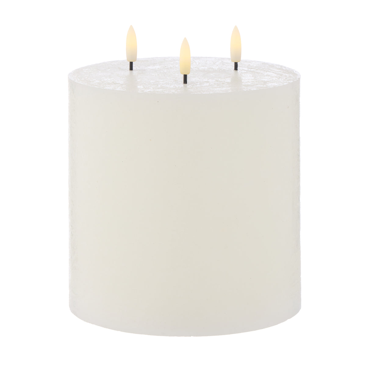 Amalfi Hughe LED Flickering Pillar Candle 3 Wicks Rustic White 15x15x15cm