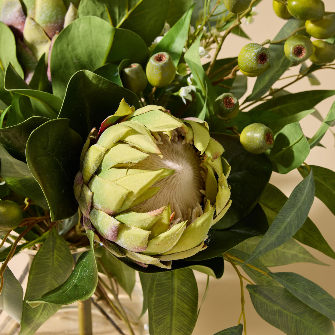 Faux Grand Protea Arrangement - Garden Vase