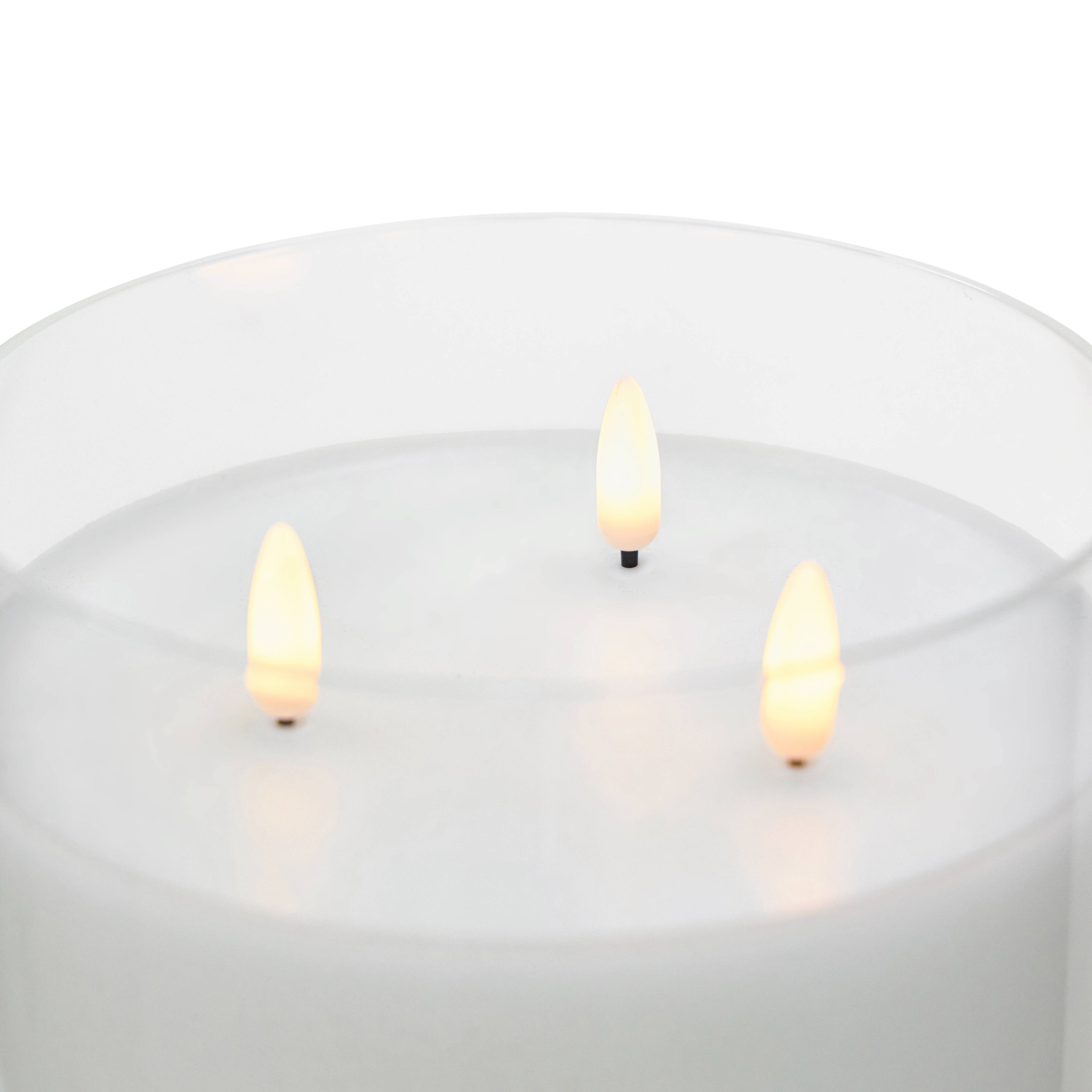 Glass Triflame LED Candle | 15cm