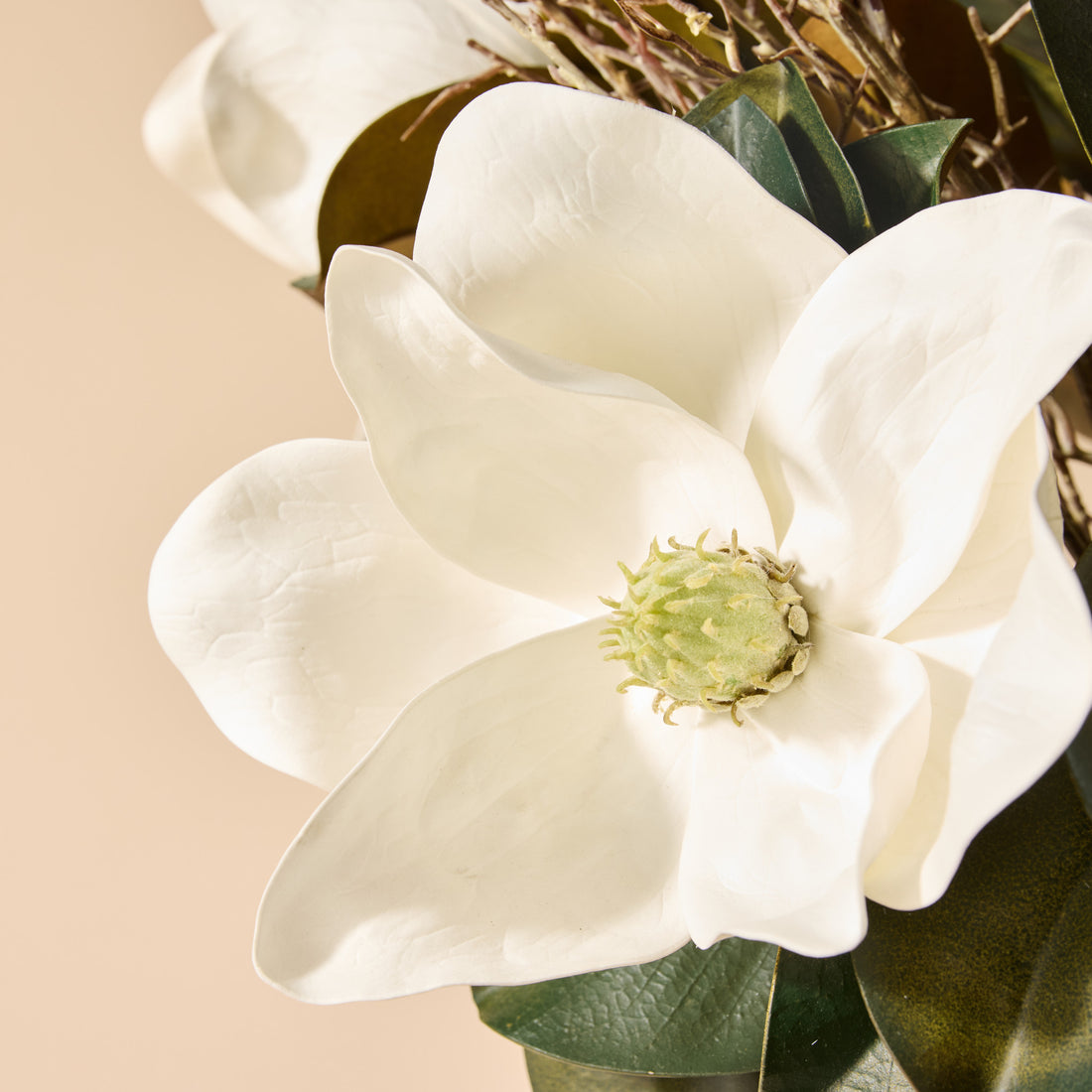 Faux Magnolia Grandiflora Arrangement - Alana Vase