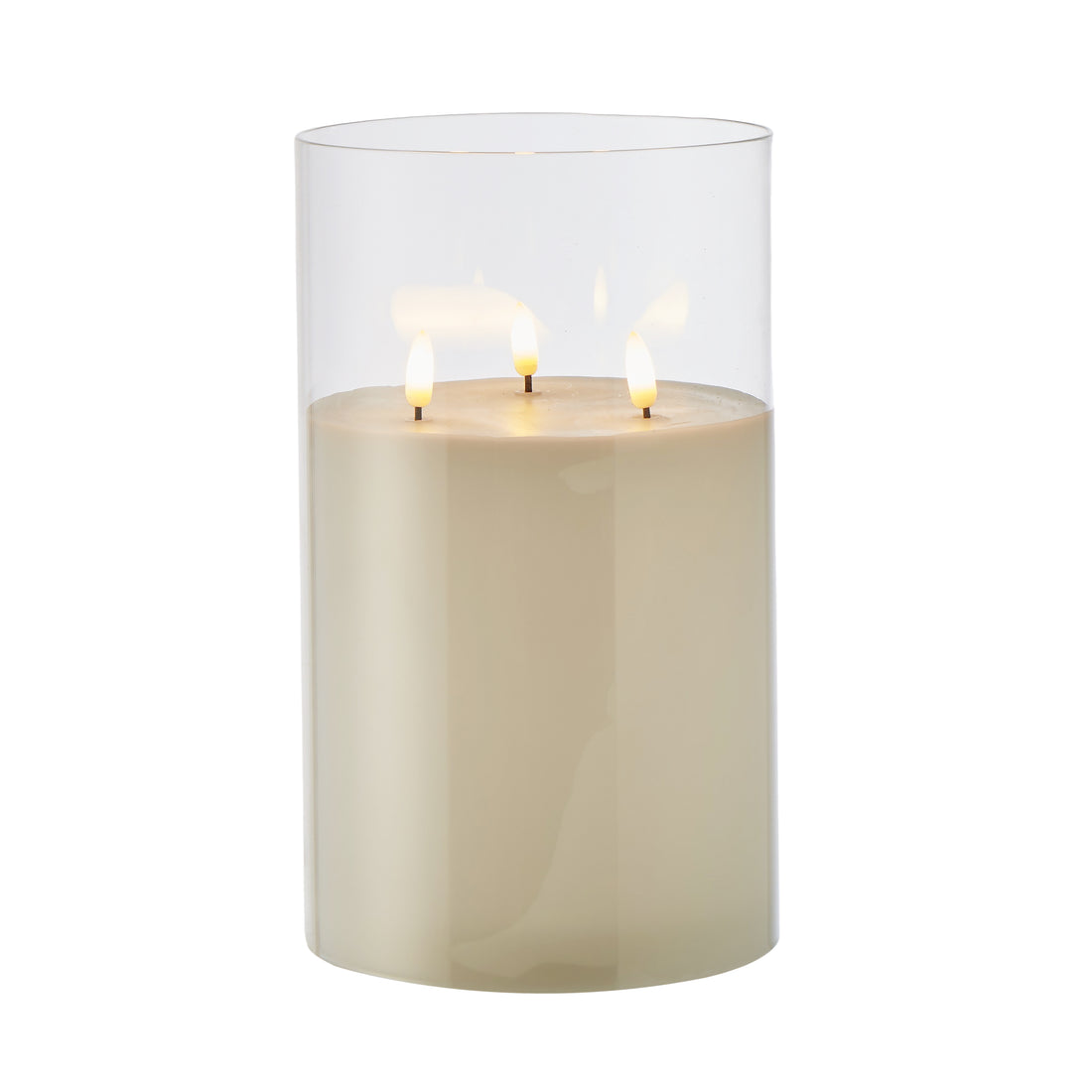 Glass Triflame LED Candle | 25cm