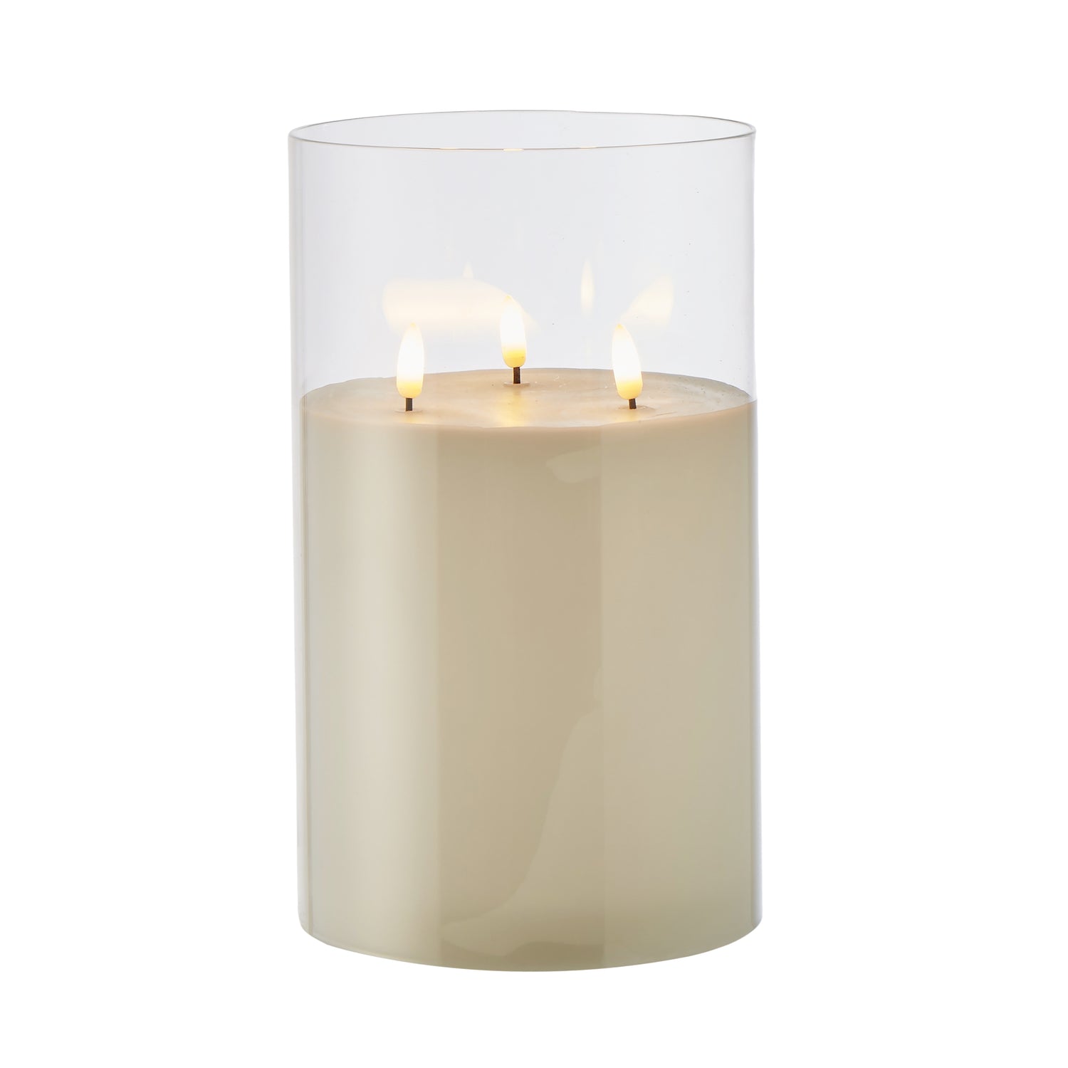 Glass Triflame LED Candle | 25cm