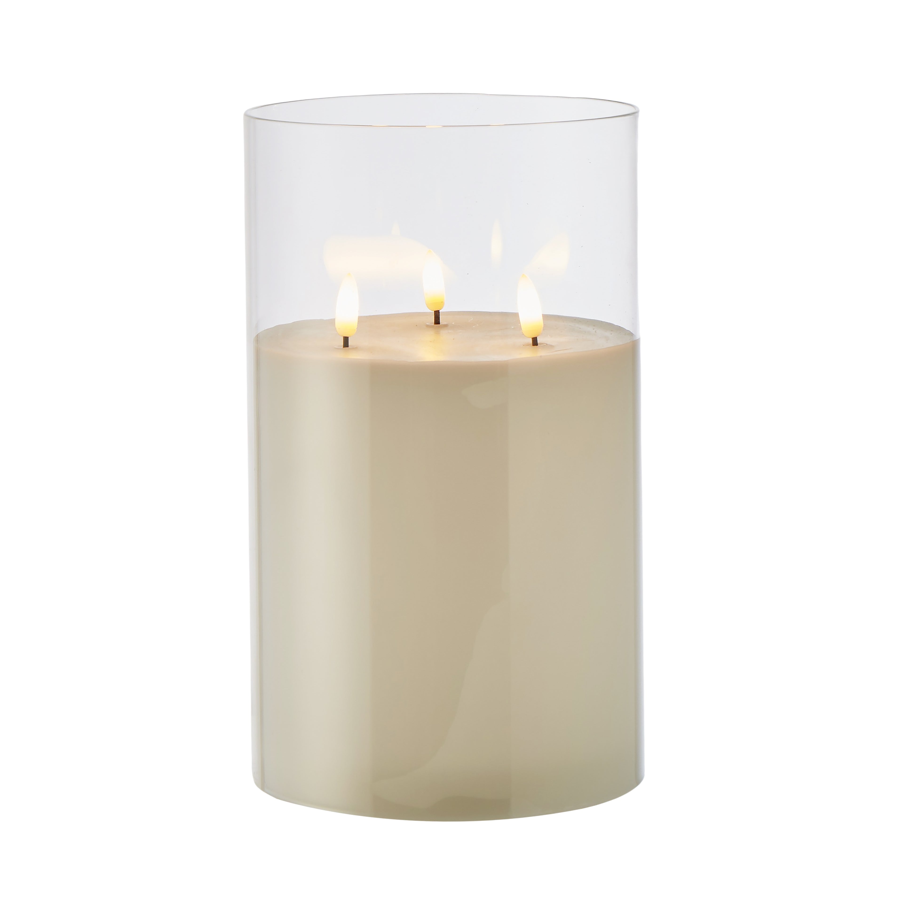 Glass Triflame LED Candle | 25cm