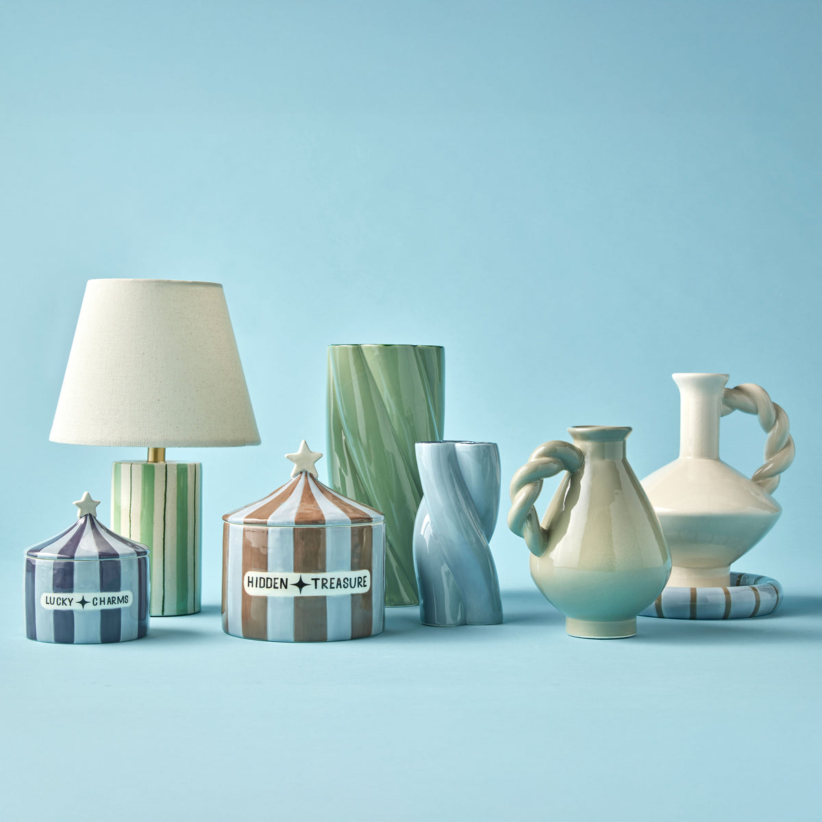 Emporium Rey Table Lamp Ivory &amp; Green