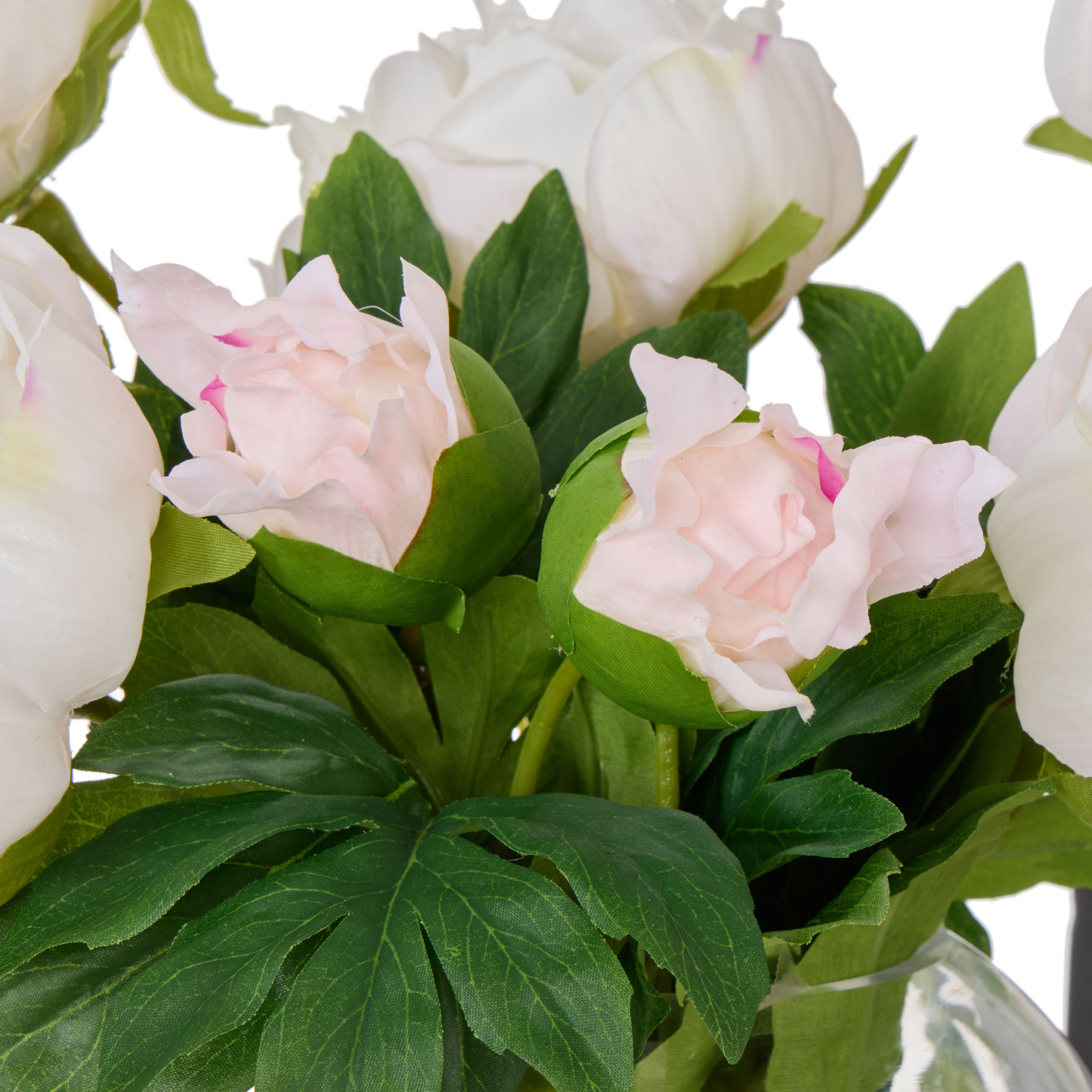 Faux Peony - Sphere Vase| White -  35cm