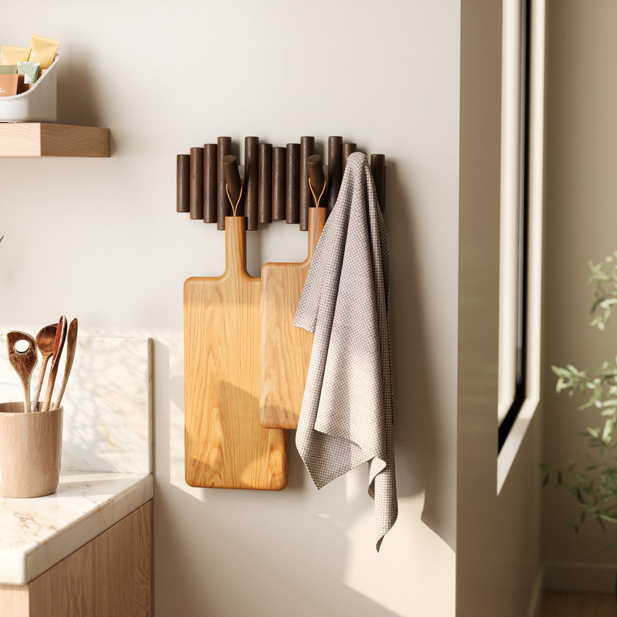 Umbra Picket Rail Hook Aged Walnut