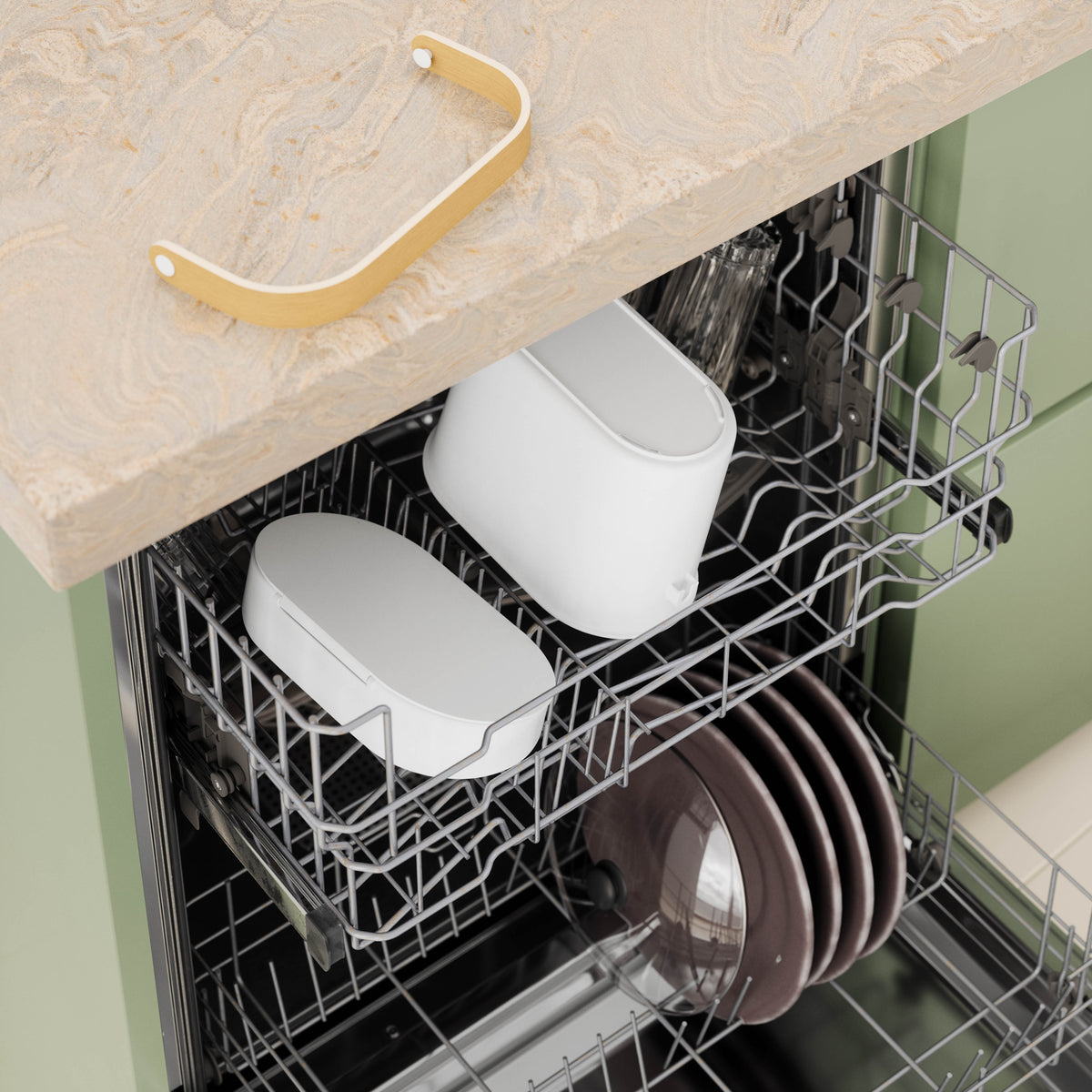 Umbra Bellwood Compost Bin White &amp; Natural
