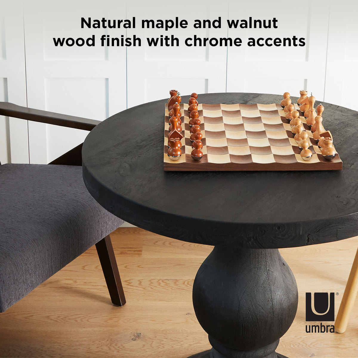 Umbra Wobble Chess Set Maple &amp; Walnut