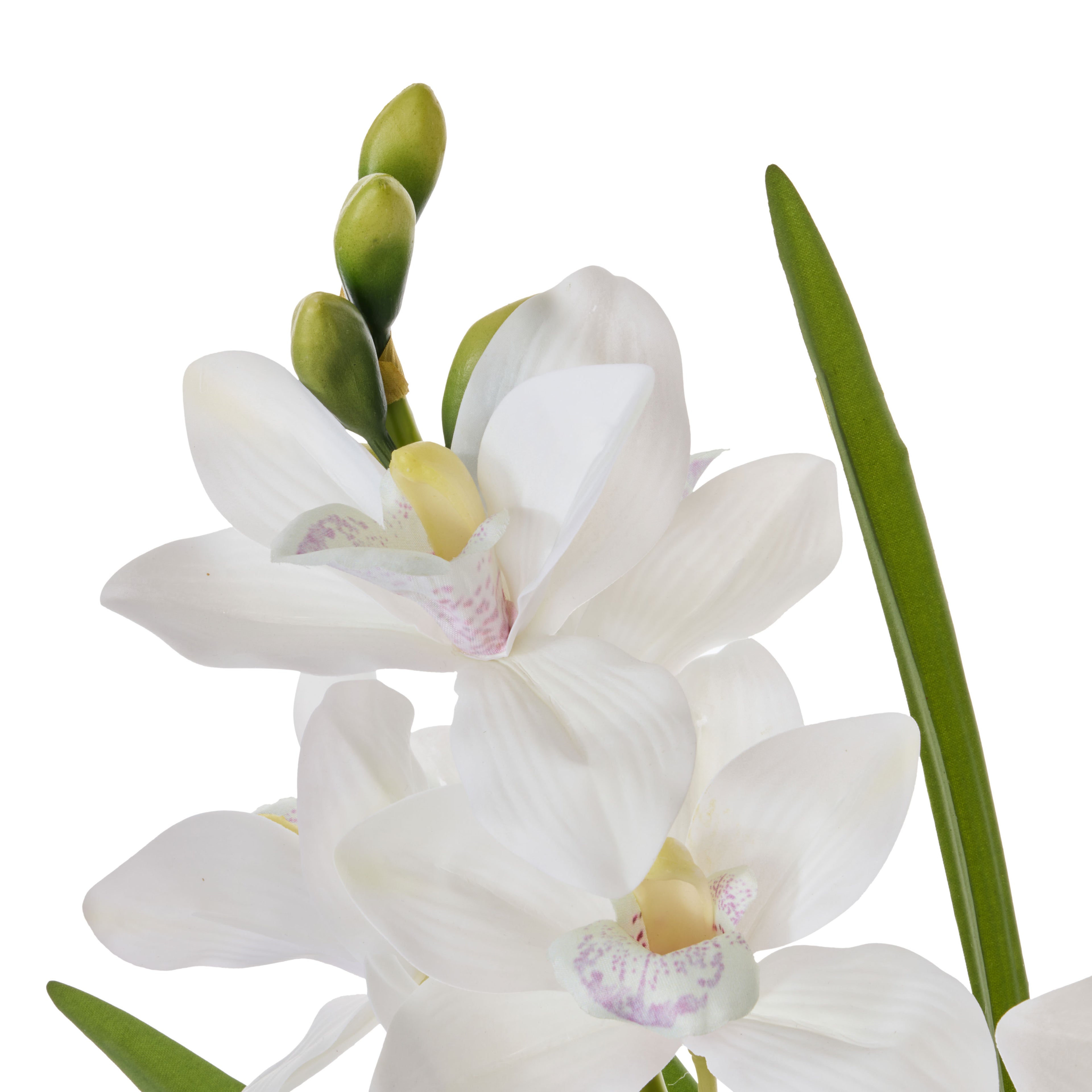 Faux Cymbidium Orchid Pot | White -  52cm