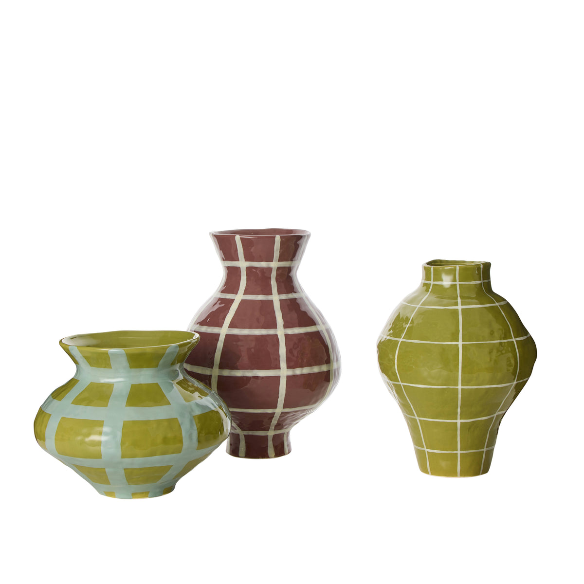 Amalfi Eden Check Vase Blue Check