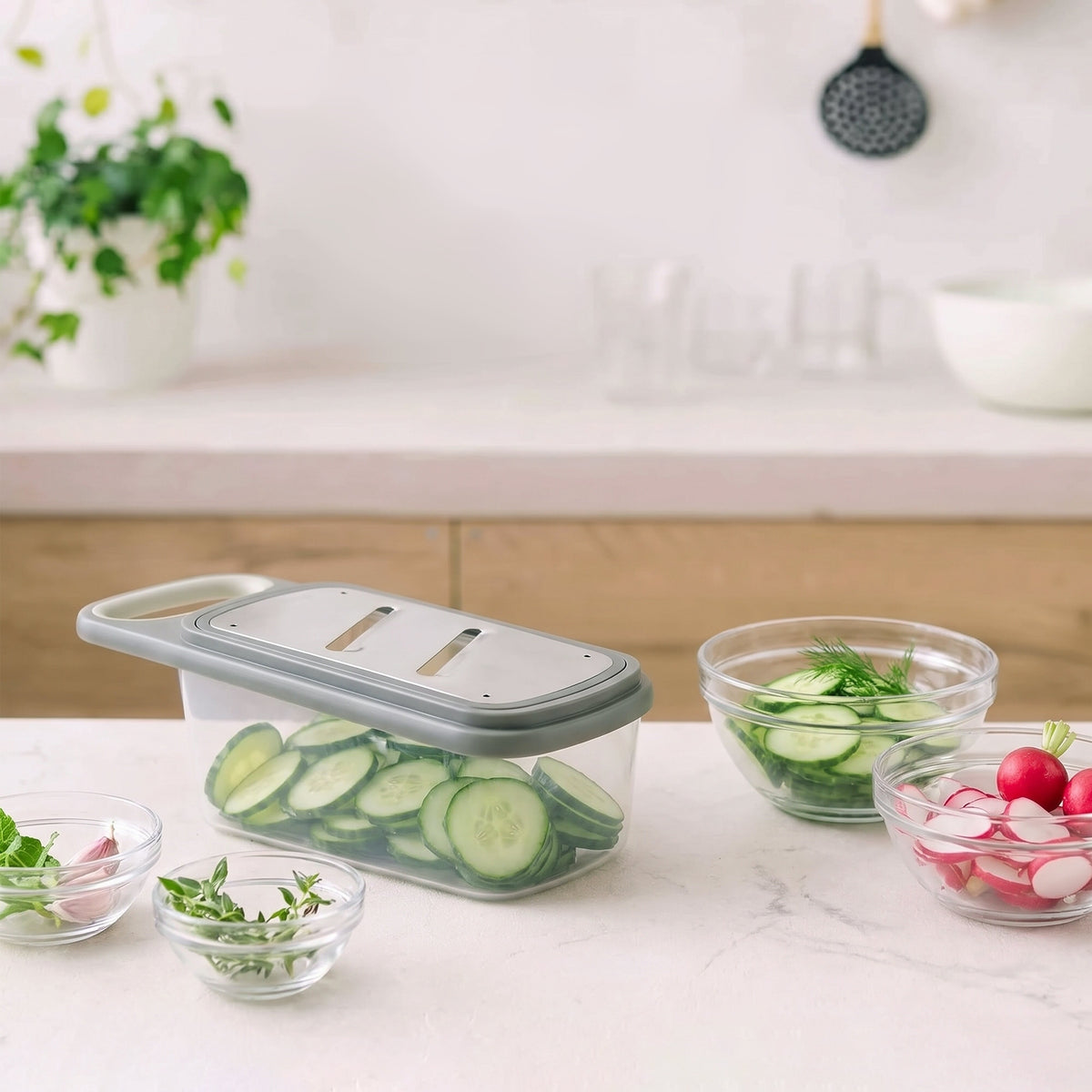 MasterChef Sage Gadgetra 5pc Food Slicer Set Sage &amp; Clear
