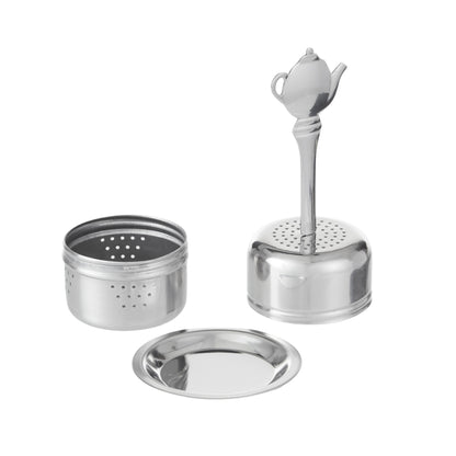 Leaf &amp; Bean Tea Infuser Ball With Handle Silver