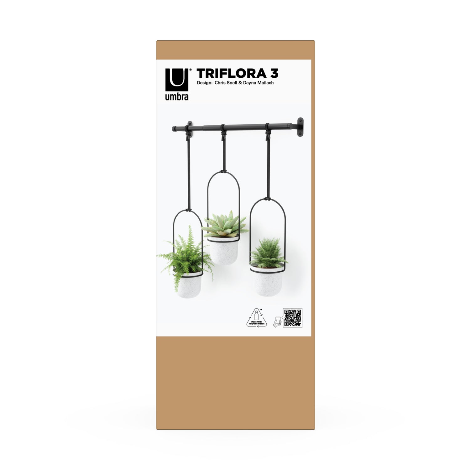 Umbra Triflora Hanging Planter White &amp; Black