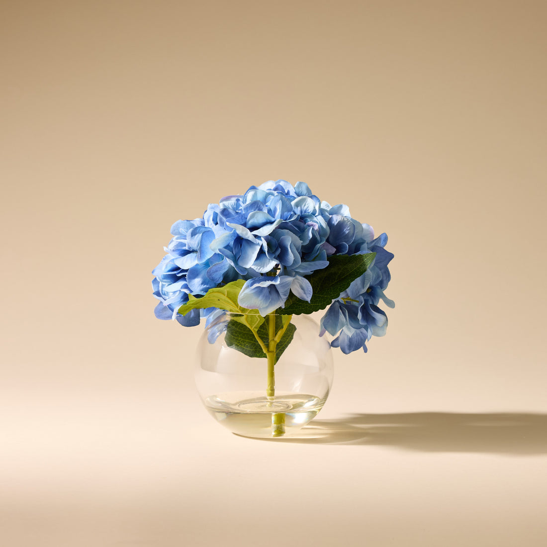 Faux Hydrangea Arrangement - Sphere Vase | Blue - 23cm