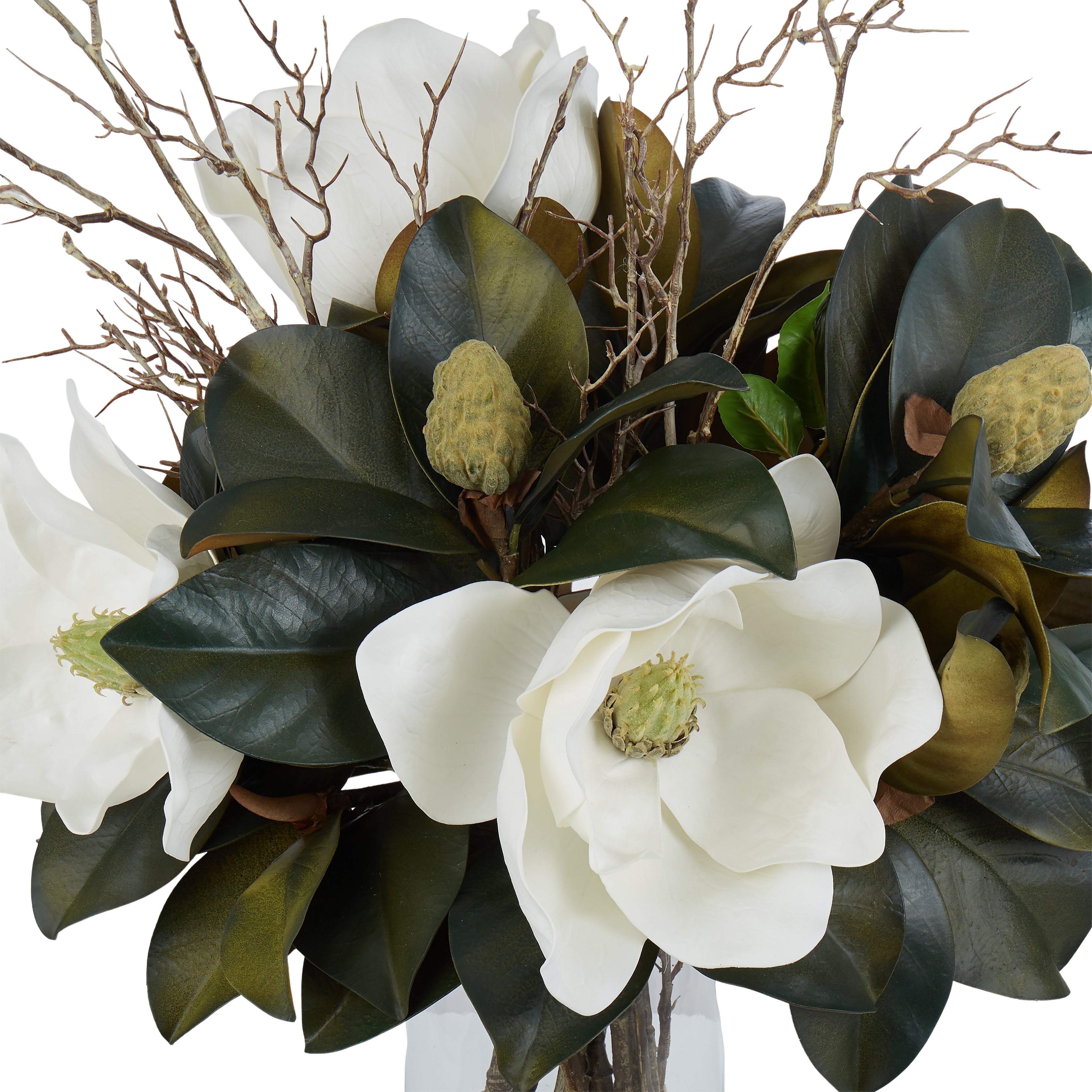 Faux Magnolia Grandiflora Arrangement - Alana Vase