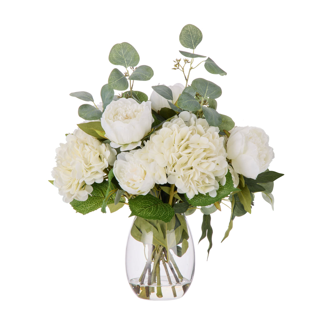 Faux Hydrangeas Peony Native - Claire Vase | White -  52cm