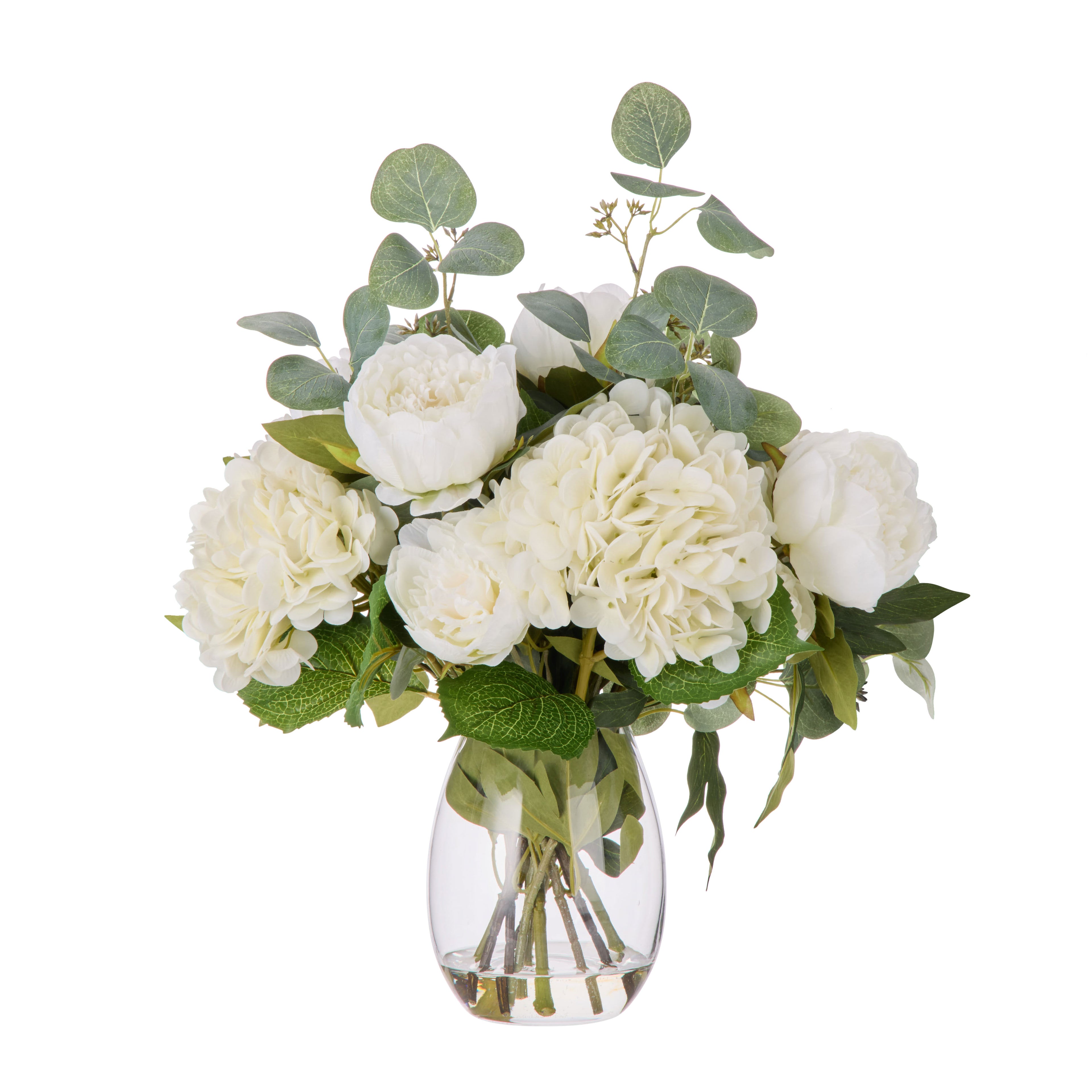 Faux Hydrangeas Peony Native - Claire Vase | White -  52cm