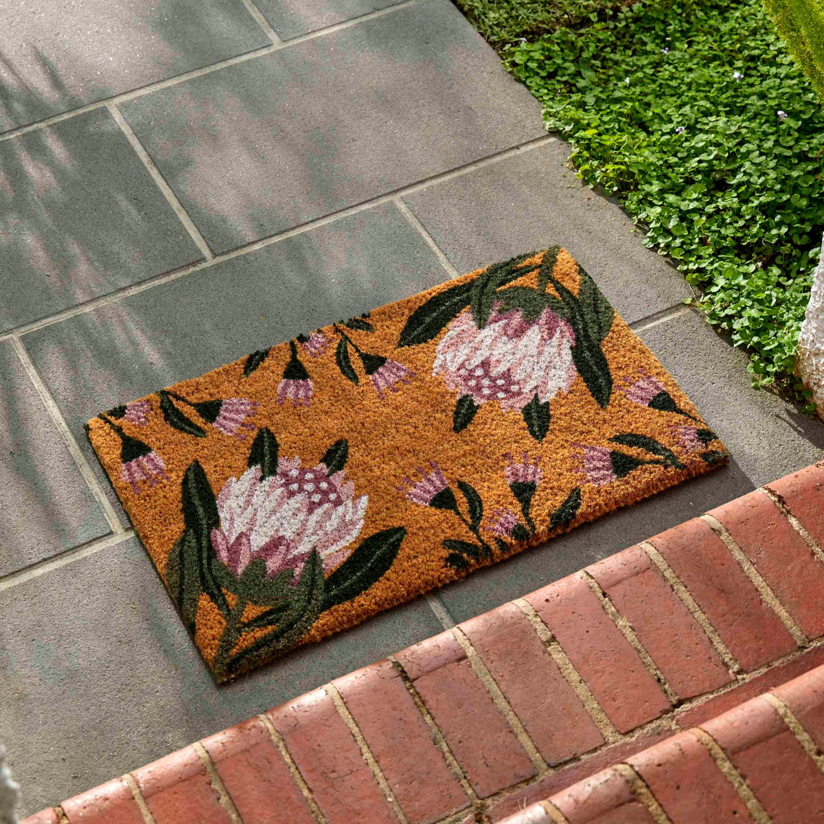 Rogue Coir Door Protea Mat -  Pink
