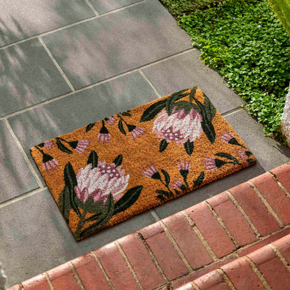 Rogue Coir Door Protea Mat -  Pink