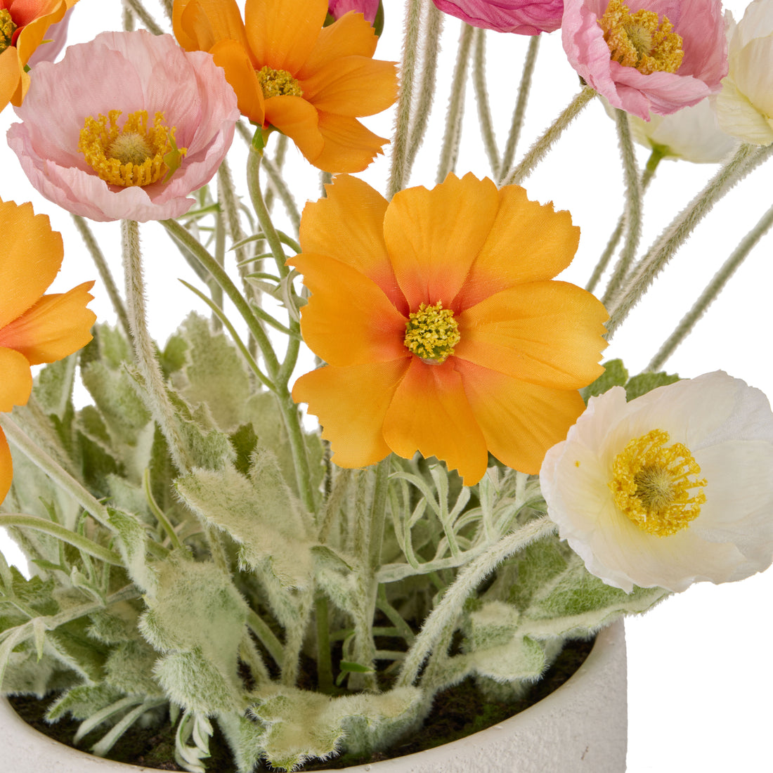 Faux Poppy Garden - Delos Planter | Pink -  33cm