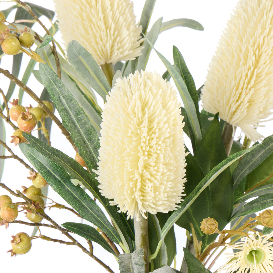 Faux Banksia Eucalyptus Arrangement - Rachel Vase | Cream - 85cm