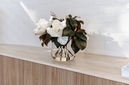 Faux Magnolia Grandiflora - Garden Vase | White - 40cm