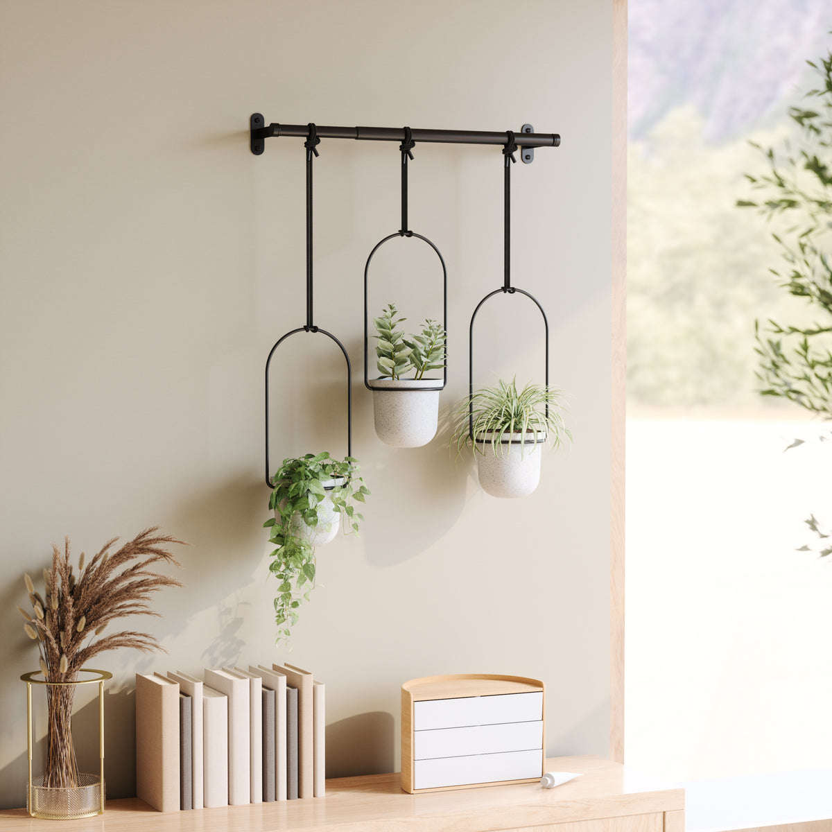 Umbra Triflora Hanging Planter White &amp; Black