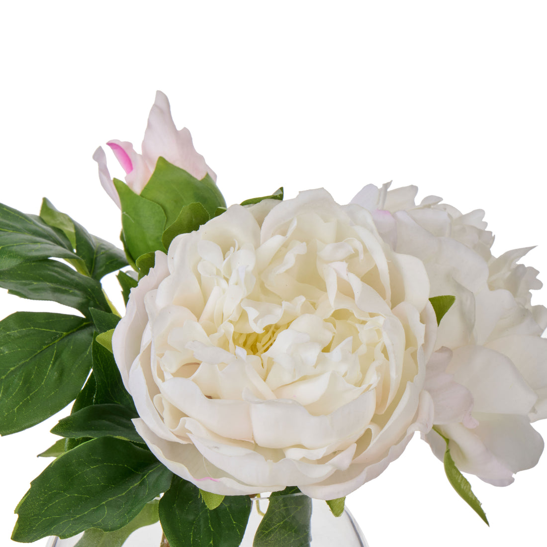 Faux Peony - Sphere Vase | White -  25cm