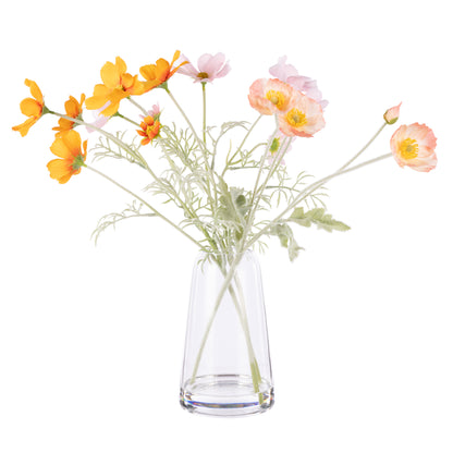 Faux Poppy Cosmos Mix - Giselle Tall Vase | Orange &amp; White - 45cm