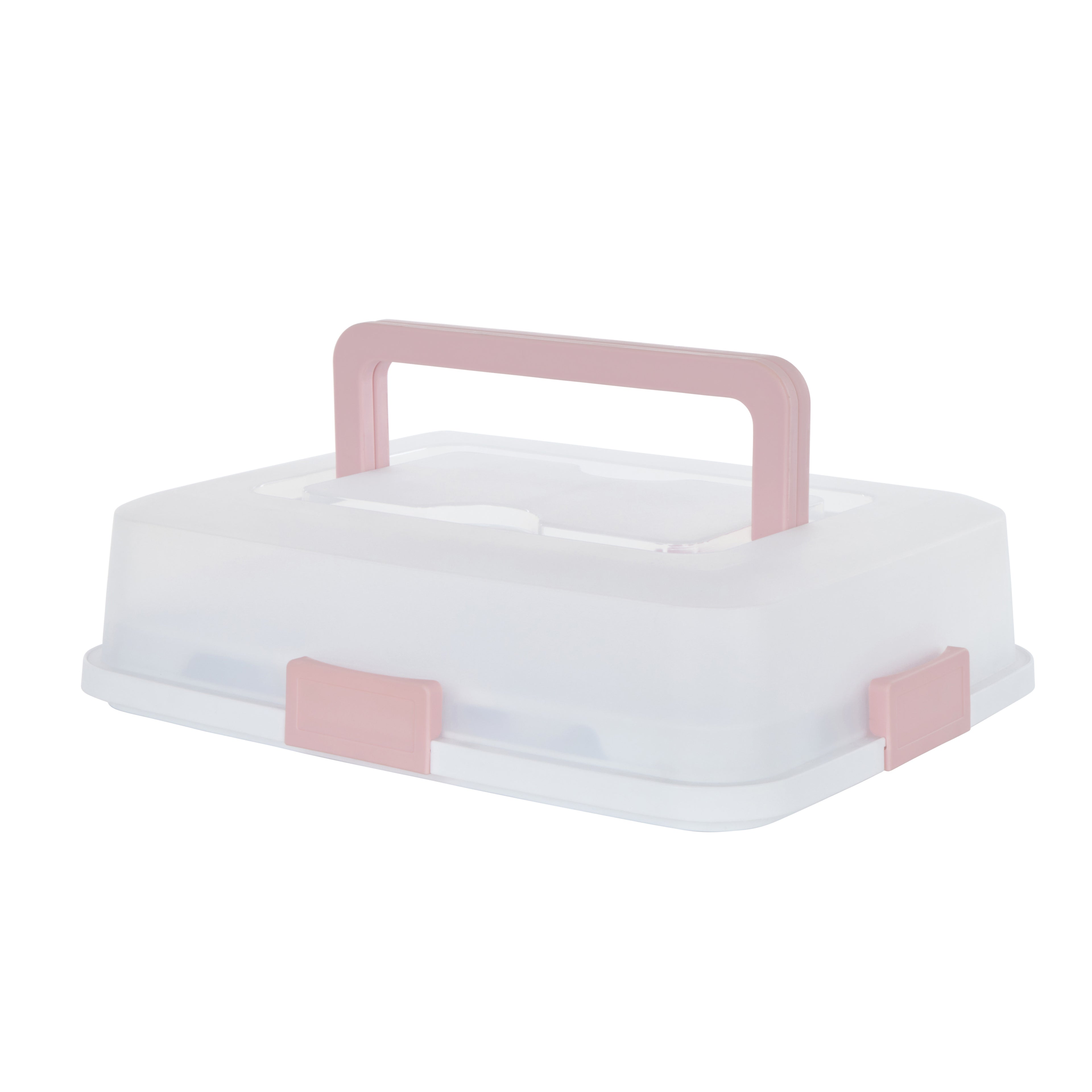 Davis &amp; Waddell 2 in 1 Rectangle Cake and Cupcake Carrier Pink &amp; White