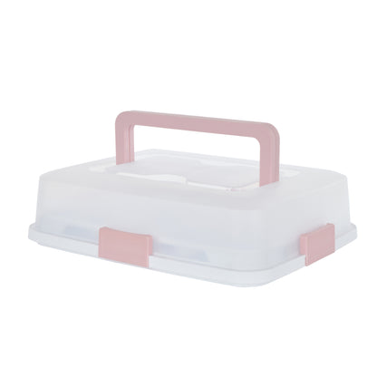 Davis &amp; Waddell 2 in 1 Rectangle Cake and Cupcake Carrier Pink &amp; White