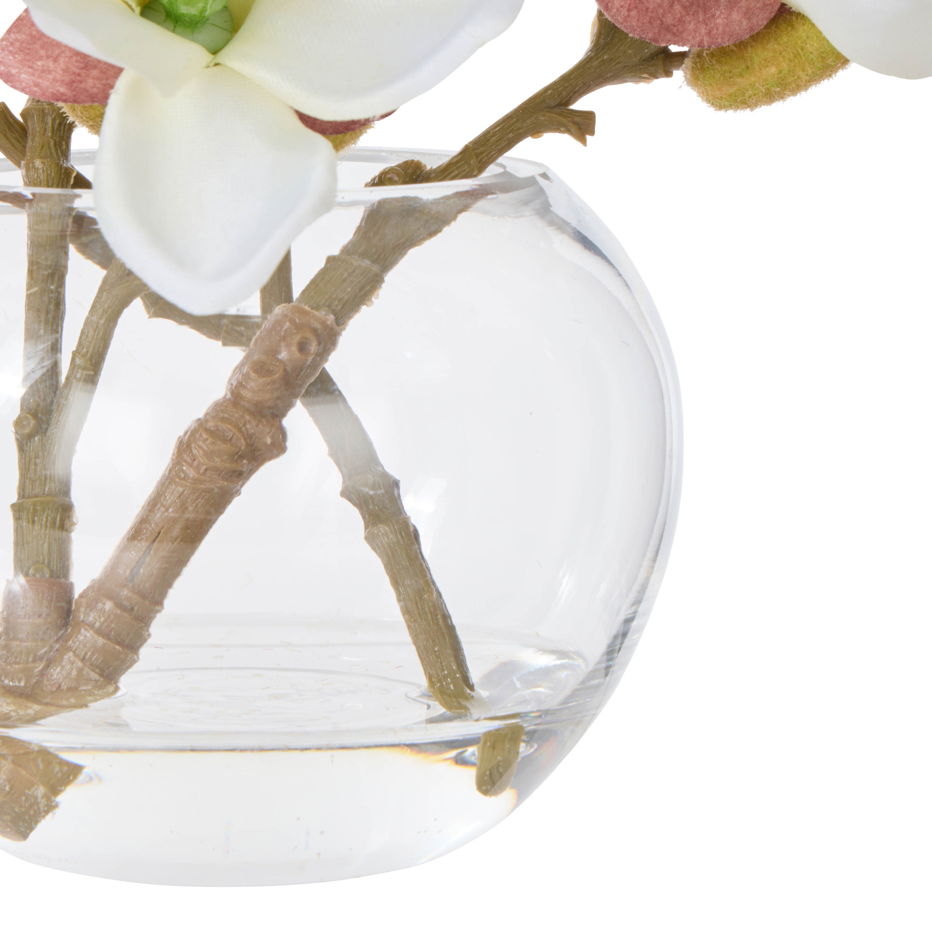 Faux Mini Magnolia - Sphere Vase | White - 16cm