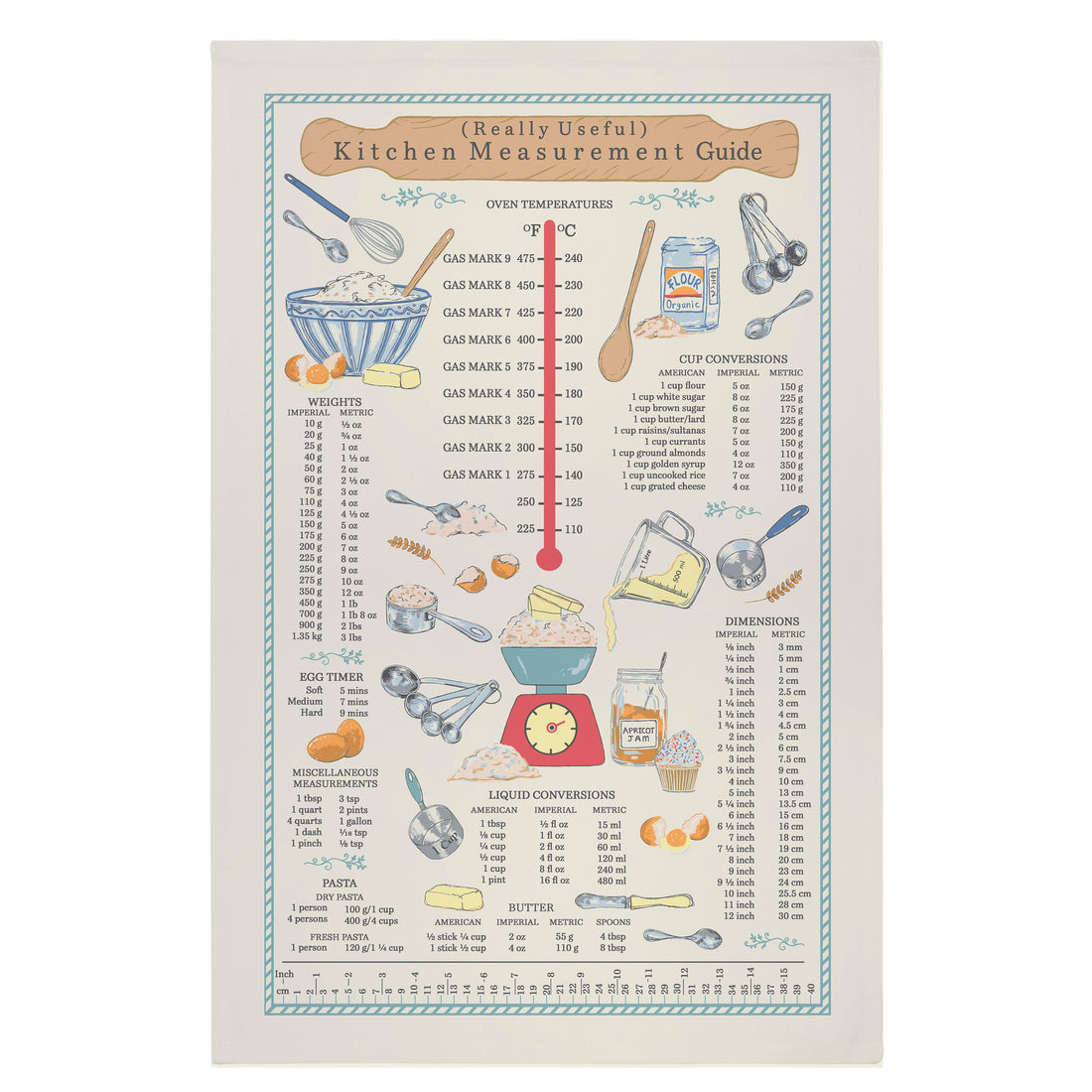 Ulster Weavers Kitchen Measurements Cotton Tea Towel Multi-Coloured