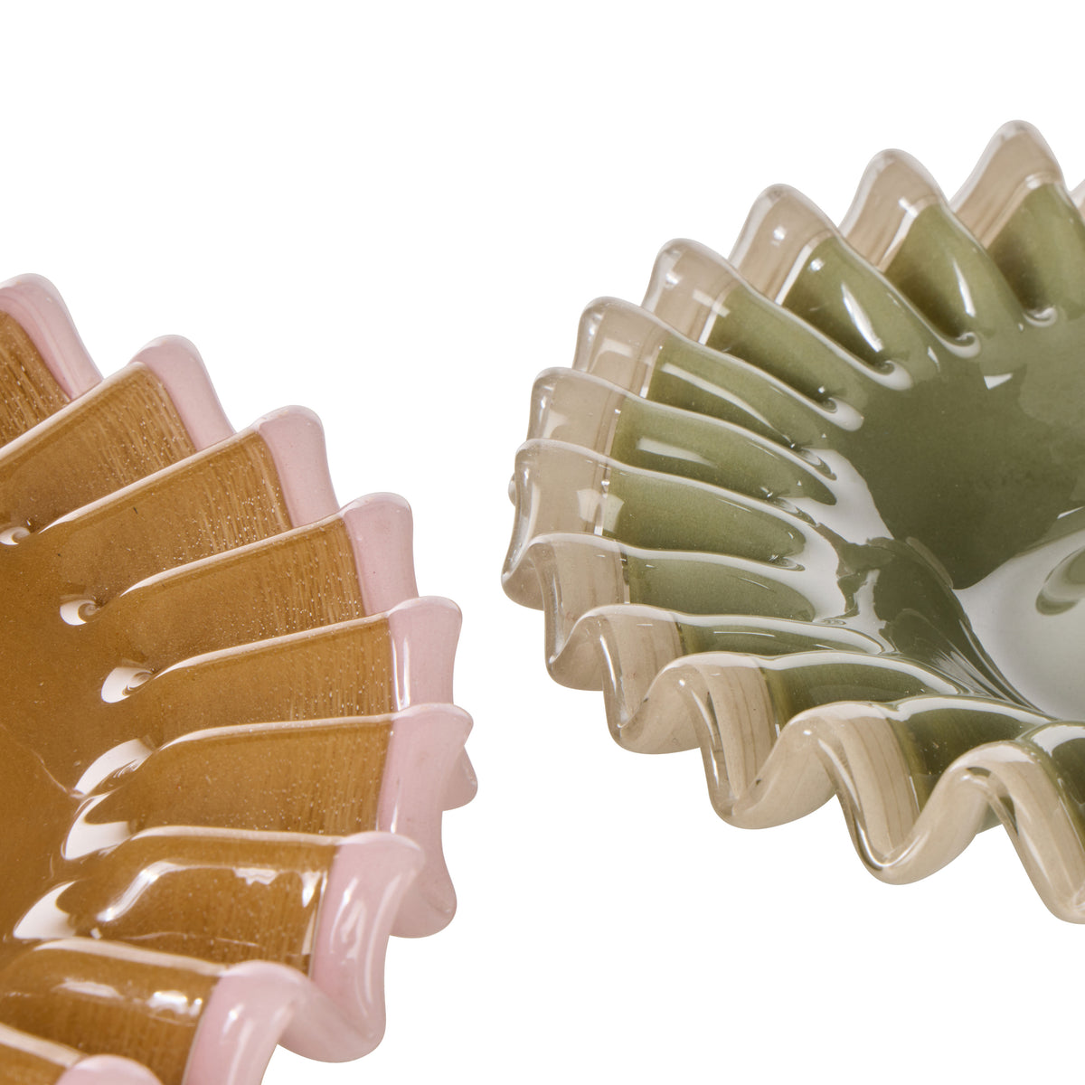 Amalfi Sigrid Frill Dish Small Green &amp; Grey