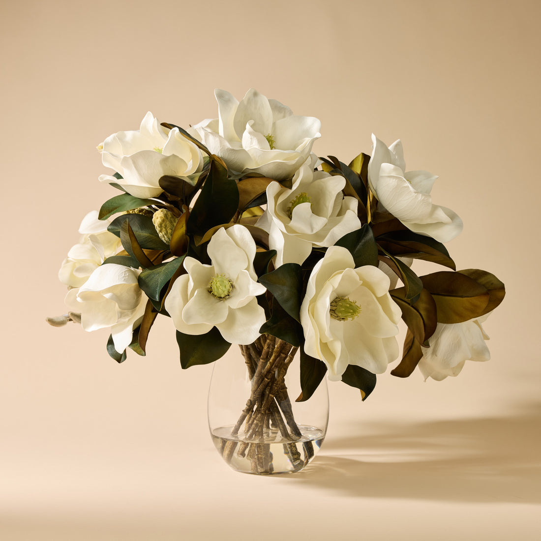 Faux Magnolia Grandiflora Arrangement - Claire Vase