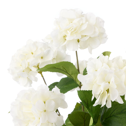 Faux Hydrangea Plant - Garden Pot | White - 59cm