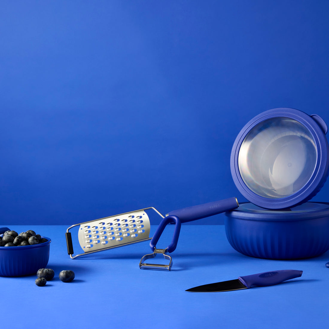 SVNA Premium Stainless Steel Potato Masher With Silicone Head Blue