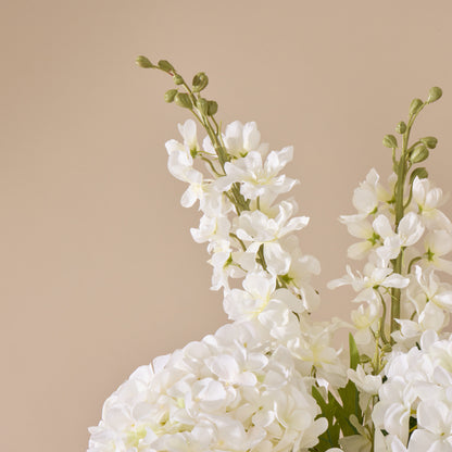 Faux Delphinium Mix - Alana Vase | White - 69cm