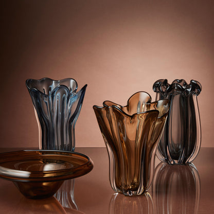 Amalfi Wavy Glass Vase Grey