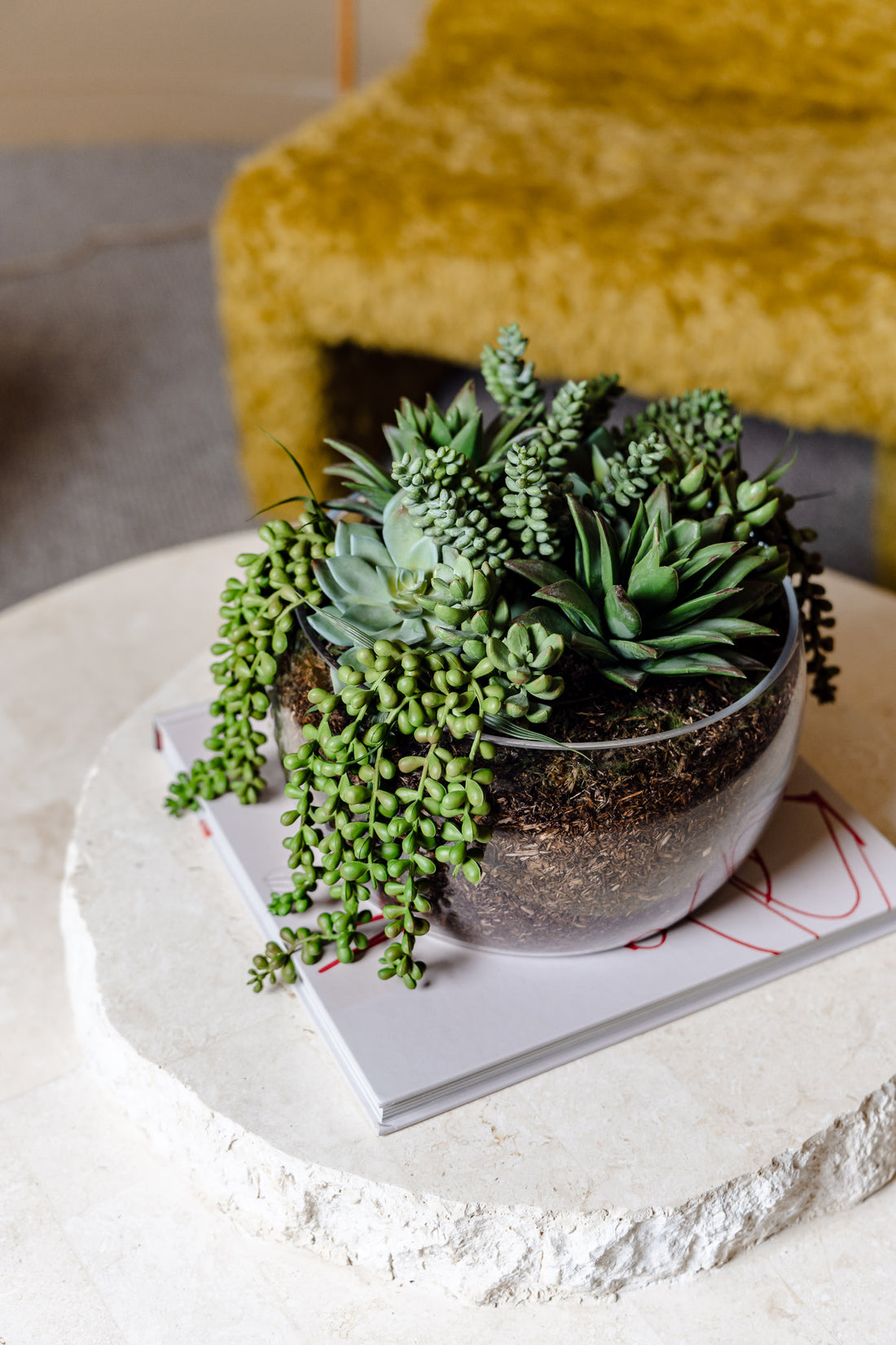 Faux Succulent Mix - Scarlett Bowl | 34cm