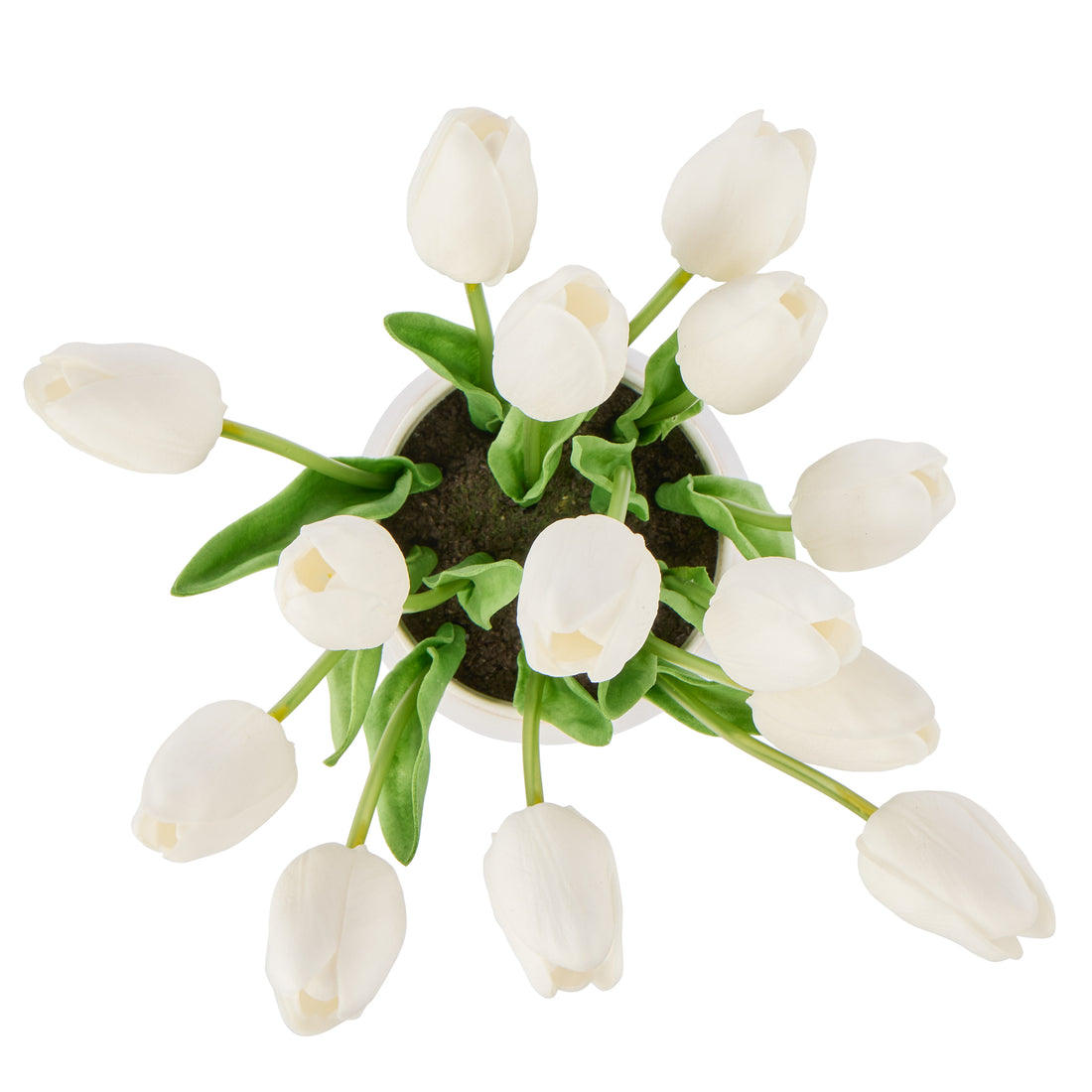 Faux Tulip Arrangement - Gianna Pot | White - 32cm