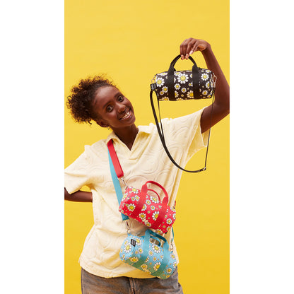 LOQI Smiley Flowers Small Weekender Raspberry