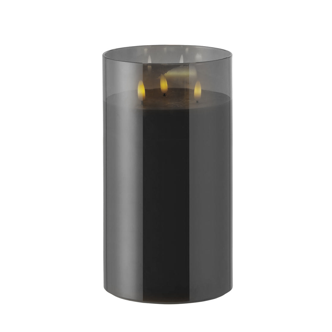 Black Glass Triflame LED Candle | 25cm